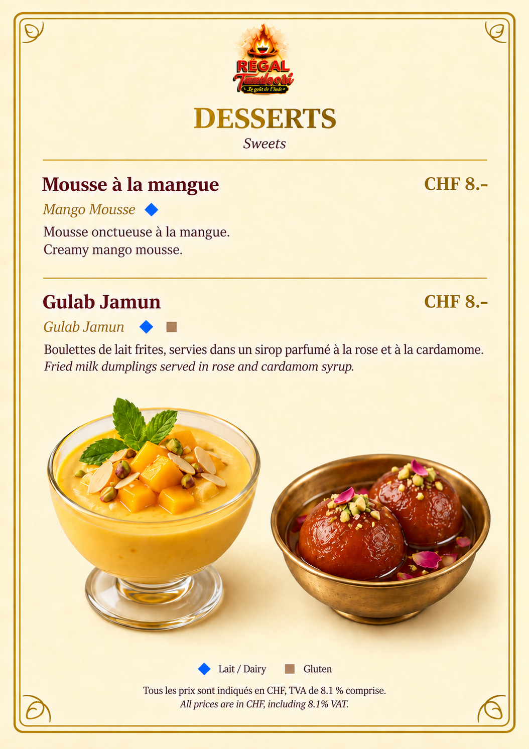 Spécialités : Desserts